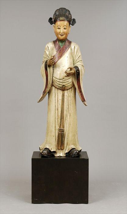 Appraisal: Polychrome Carved Wood Figure of a Chinaman in