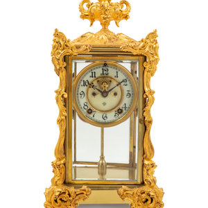 Appraisal: An Ansonia Viscount Gilt Metal Crystal Regulator Clock Height x