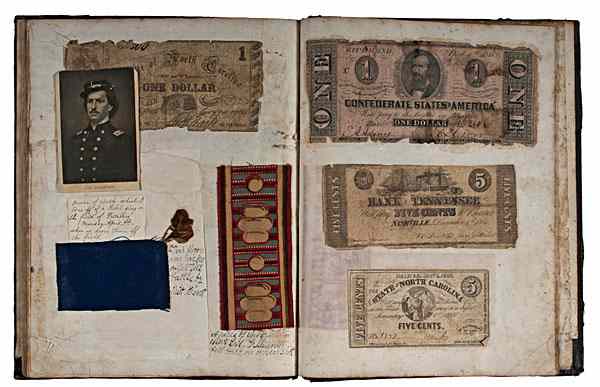 Appraisal: Scrapbook with Piece of Confederate Flag and Ellsworth Relic Scrapbook