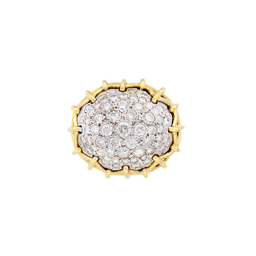 Appraisal: Two-Color Gold and Diamond Bombe Ring k yellow white gold