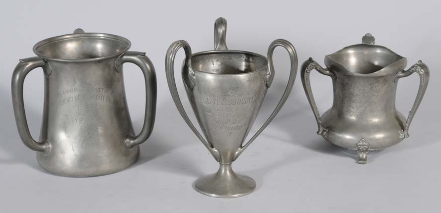 Appraisal: Group of Three Pewter Yachting Trophies all for Typhoon each