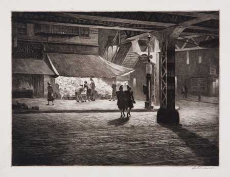 Appraisal: MARTIN LEWIS Yorkville Night Drypoint x mm x inches full