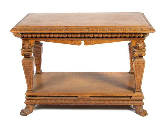 Appraisal: An American Oak Side Table the rectangular top with carved