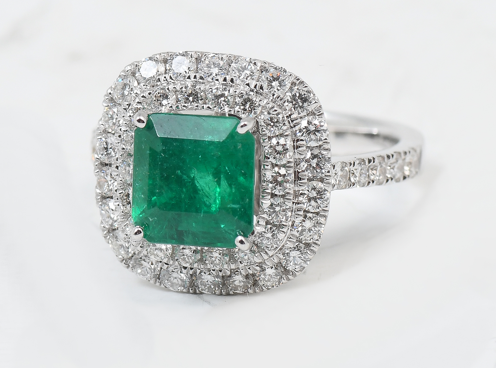 Appraisal: K CT EMERALD RING WITH DIAMONDS CT square cut emerald