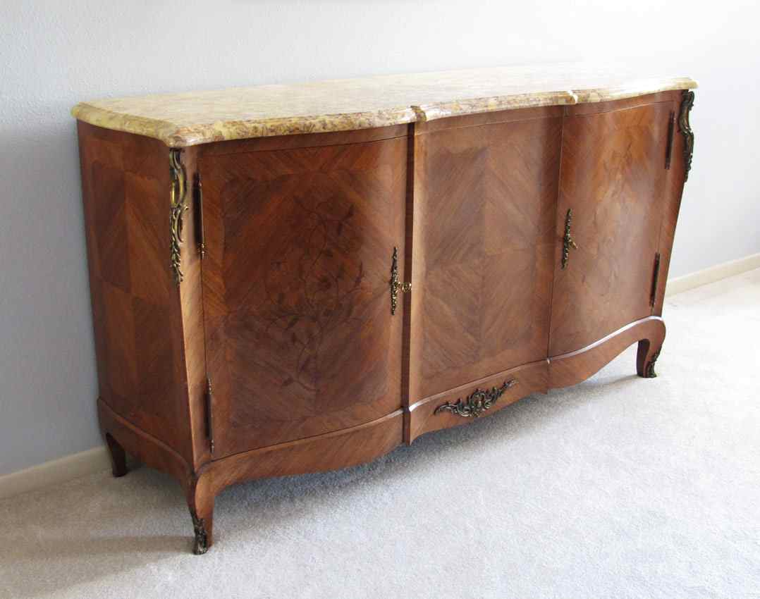 Appraisal: FRENCH MARBLE TOP SIDEBOARD BUFFET Shaped marble top with hints