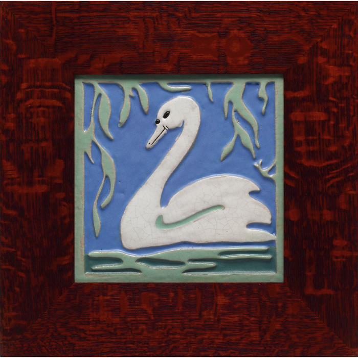 Appraisal: Franklin tile large form with a colorful swan design marked