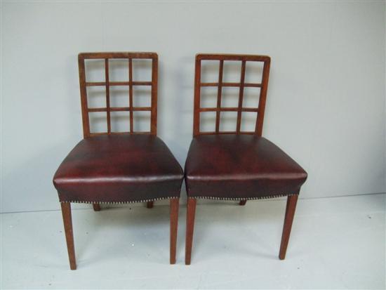 Appraisal: Set of six mahogany dining chairs th century with grid