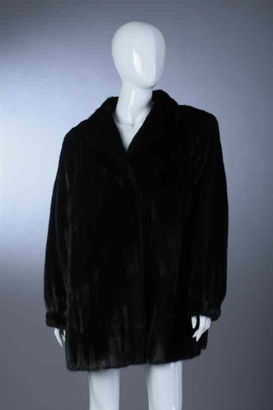 Appraisal: JOHN ROSS ORIGINALS BLACK MINK COAT Retailed Szor-Diener Knee-length with