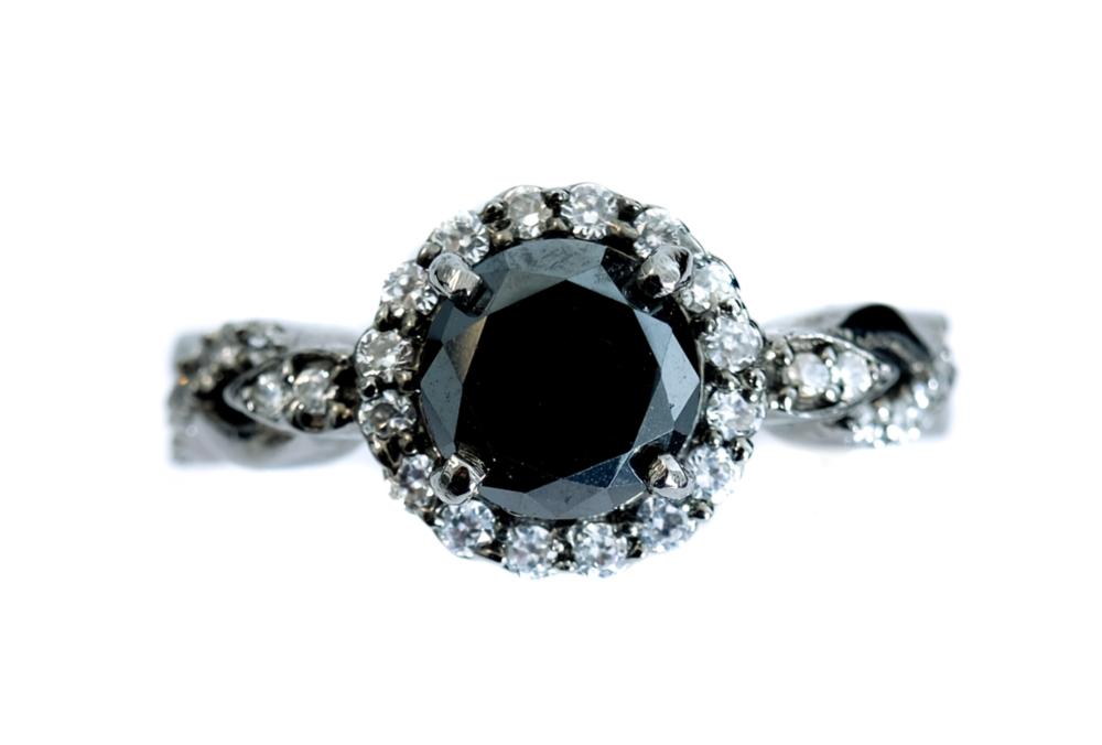 Appraisal: CUSTOM STERLING SILVER CTW BLACK DIAMOND RINGCustom sterling silver ring