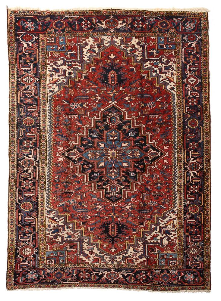 Appraisal: Heriz Carpet mid th century blue polygonal central medallion red