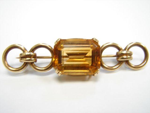 Appraisal: K Gold and Citrine Pin Natural mined Citrine measuring over