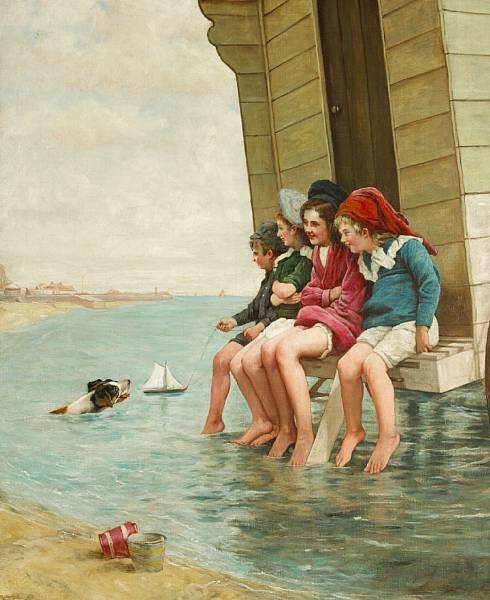 Appraisal: n a English School circa At the seaside oil on