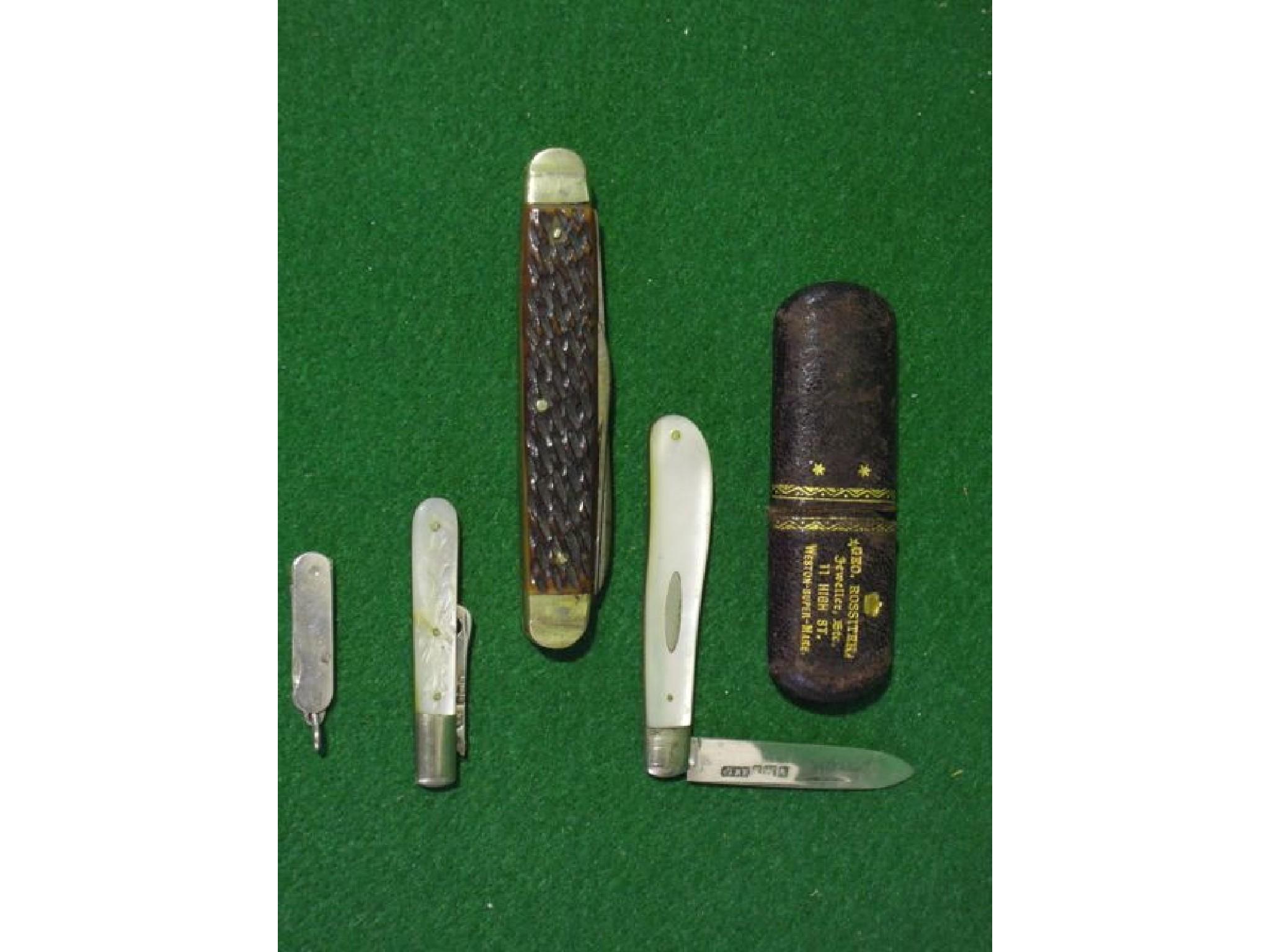 Appraisal: A cased silver and mother of pearl fruit knife button