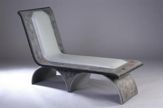 Appraisal: LINDA SUE EASTMAN INCISED AND TOOLED LEATHER CHAISE LOUNGE st