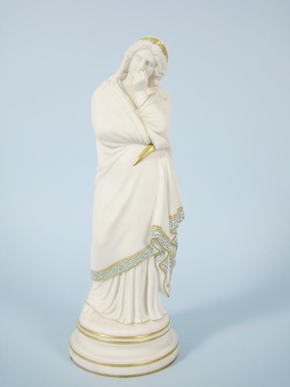 Appraisal: A parian standing Classical Maiden wearing flowing robes with blue