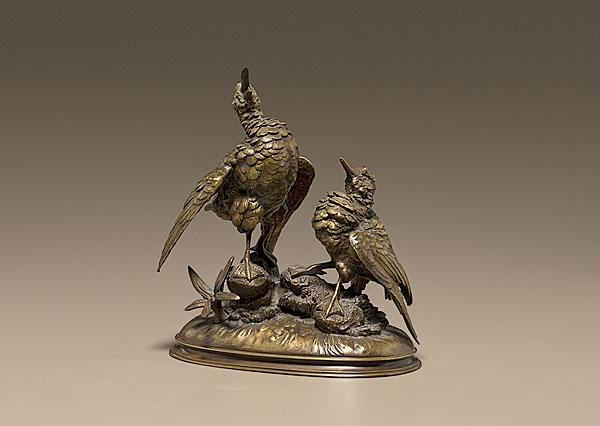 Appraisal: FRENCH BRONZE WATERFOWL SCULPTURE ca - A bronze sculpture of