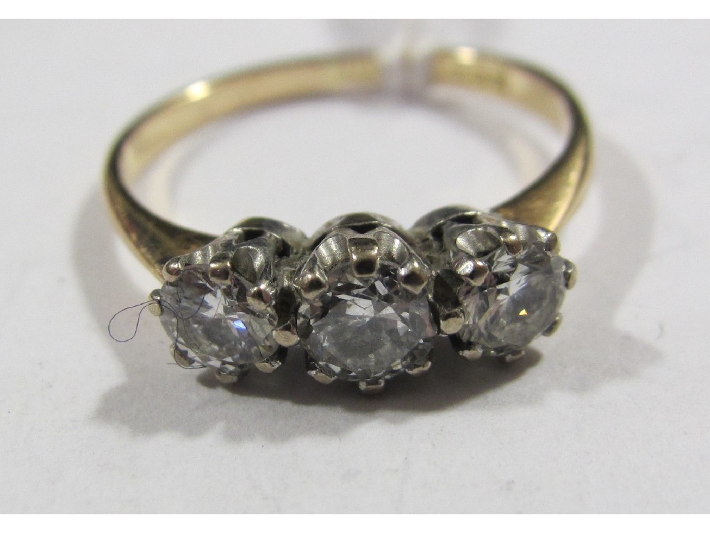 Appraisal: Eighteen carat gold and platinum diamond three stone ring with