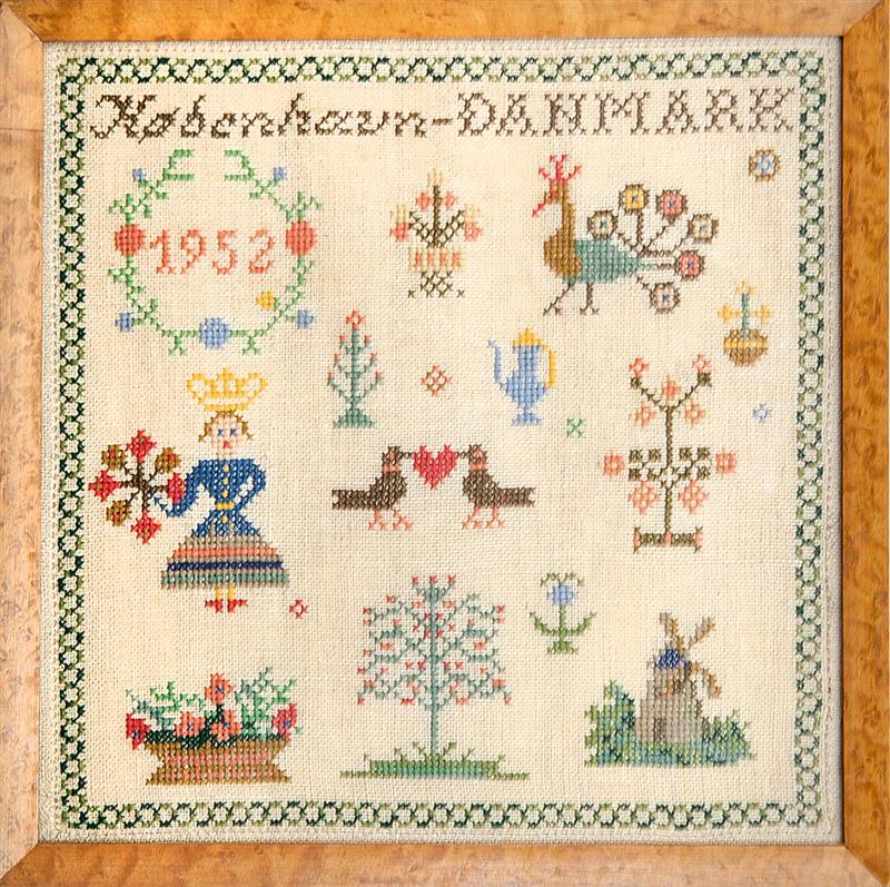 Appraisal: Danish Needlepoint Sampler x in sight x in frame Estimate