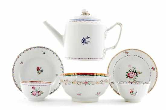 Appraisal: Chinese Export famille rose porcelain teapot and bowls late th