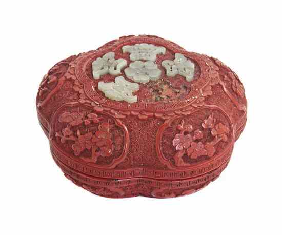 Appraisal: A Chinese Five-Lobed Carved Cinnabar Lacquer Box and Cover th