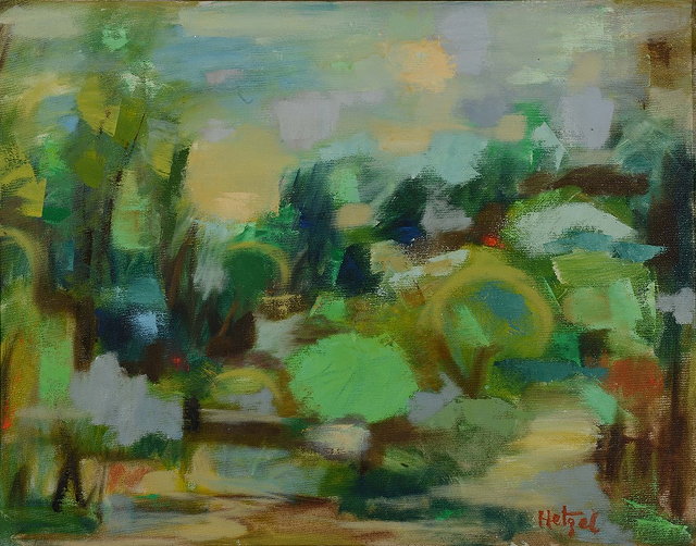 Appraisal: HETZEL TH CENTURY 'Spring Landscape Motion ' signed oil on