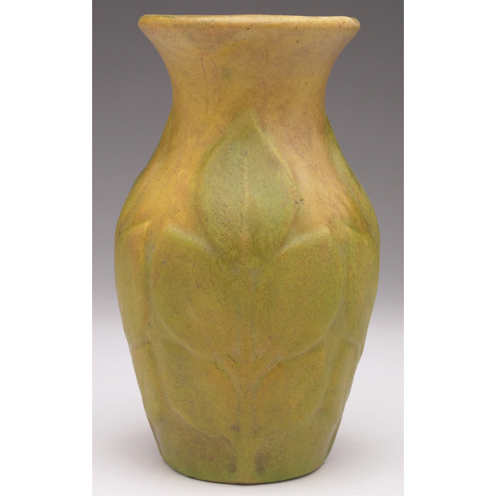 Appraisal: Roseville Velmoss vase raised leaf designs covered in a green