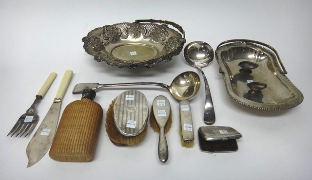 Appraisal: Silver and silver mounted wares comprising a pair of small