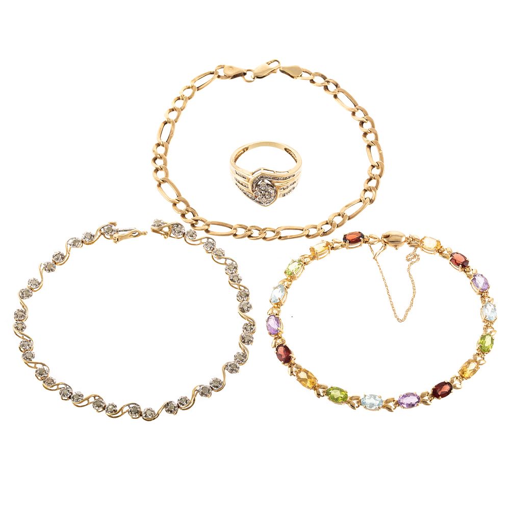 Appraisal: A Collection of K K Bracelets Ring K yellow gold