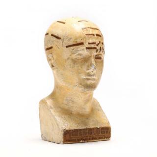 Appraisal: Antique Plaster Phrenology Bust small paper labels denote areas of