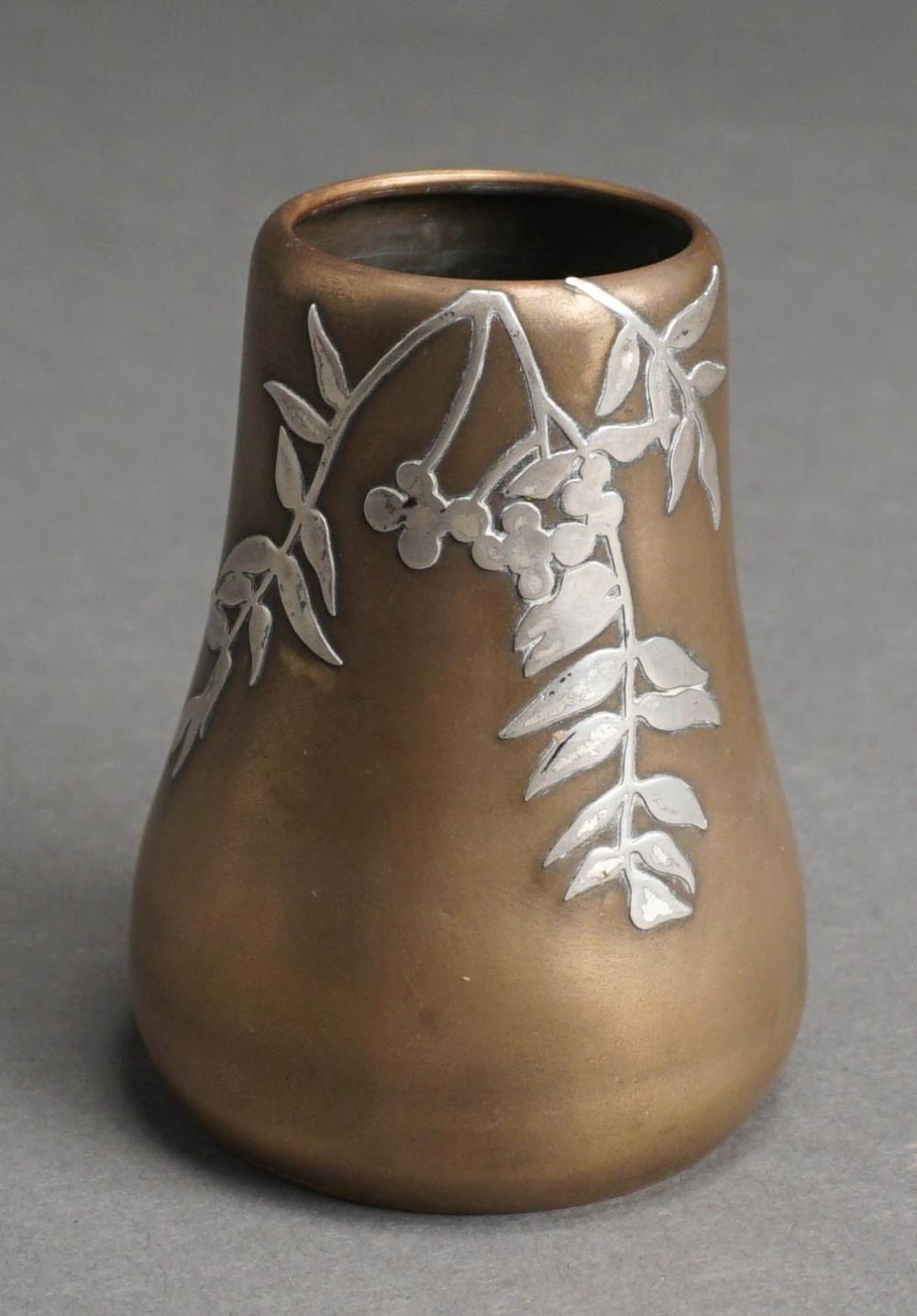 Appraisal: HEINTZ STERLING SILVER ON BRONZE VASE IN CM Heintz Sterling