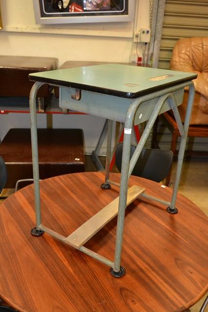 Appraisal: AN INDUSTRIAL FRENCH SCHOOL DESK AN INDUSTRIAL FRENCH SCHOOL DESK