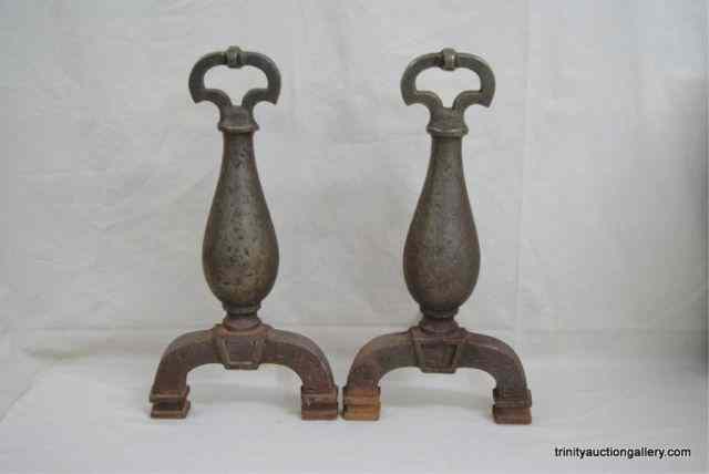 Appraisal: Pair of Antique Cast Iron Fire Dogs - AndironsThis is