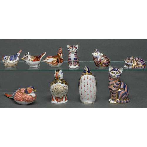 Appraisal: Ten Royal Crown Derby paperweights cats and birds various sizes