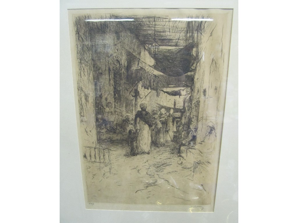 Appraisal: M A J Bawer - etching 'A Roofed Street in