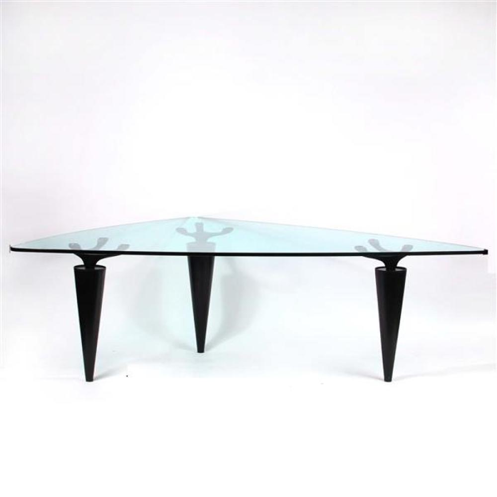 Appraisal: CASSINA 'OSCAR' TRIANGULAR TRI-LEG GLASS TOP TABLE DESIGNED BY ISAO