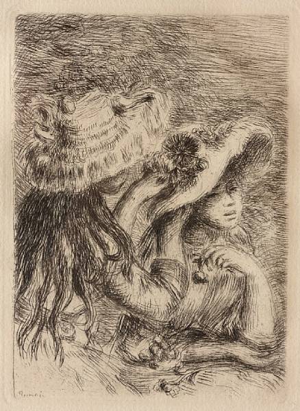 Appraisal: Pierre-Auguste Renoir French - Le chapeau pingl S D c