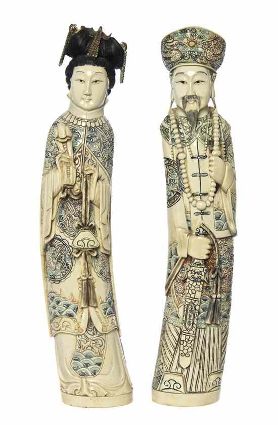 Appraisal: A Pair of Ivory Carvings of an Emperor and Empress