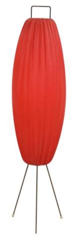 Appraisal: Mid-century modern rocket floor lamp c s pleated red shade