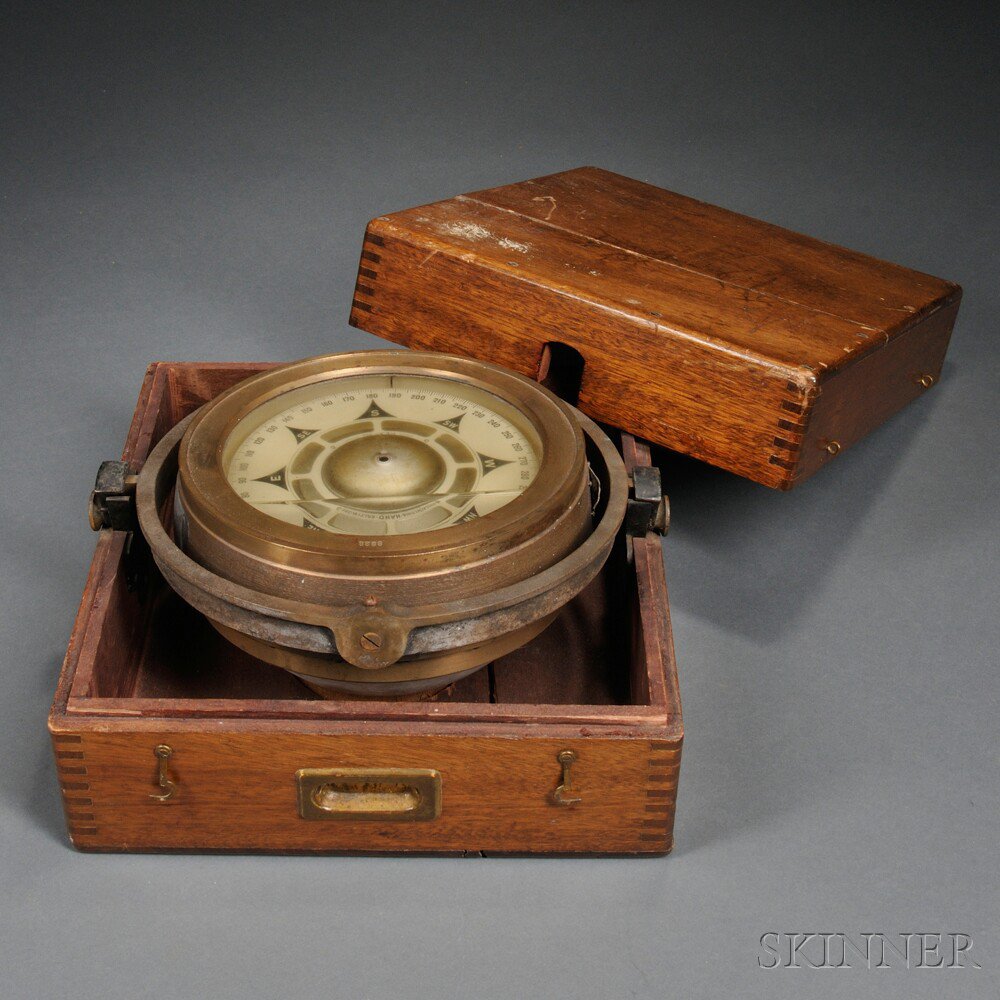 Appraisal: John E Hand Sons Co Wet Card Gimbaled Compass Philadelphia