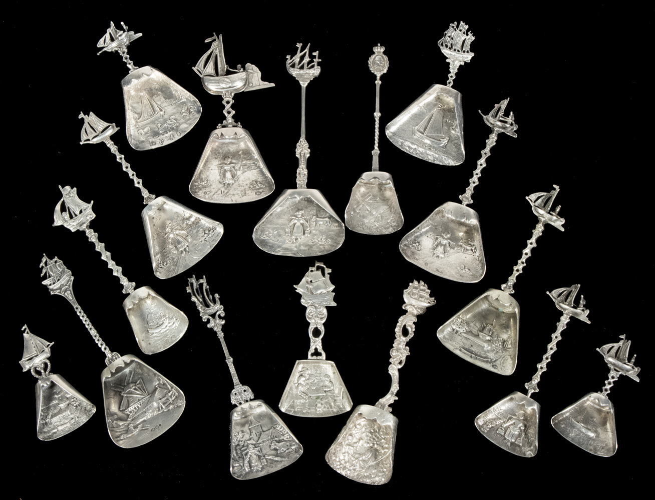 Appraisal: CONTINENTAL SILVER SUGAR SHOVELS Collection of Late th - Early