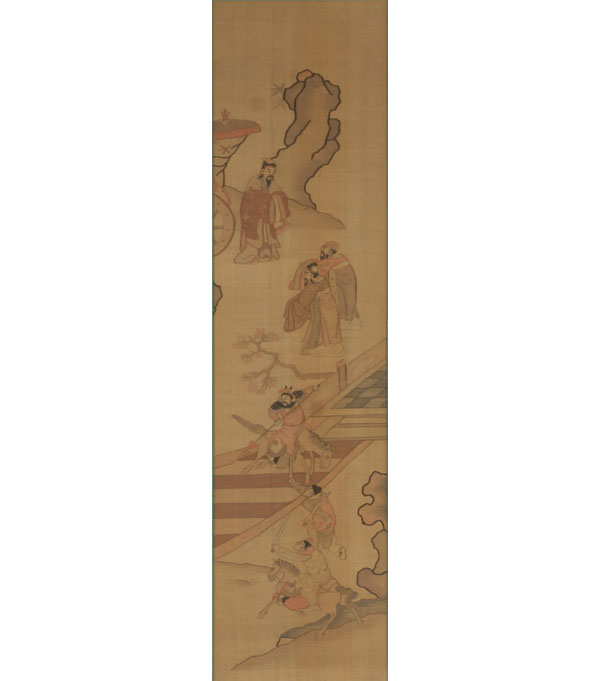 Appraisal: Antique framed Japanese woven silk work panel with gold metallic