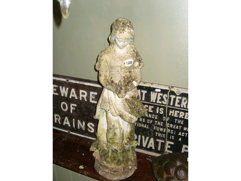 Appraisal: A small weathered composition stone garden figure of a flower