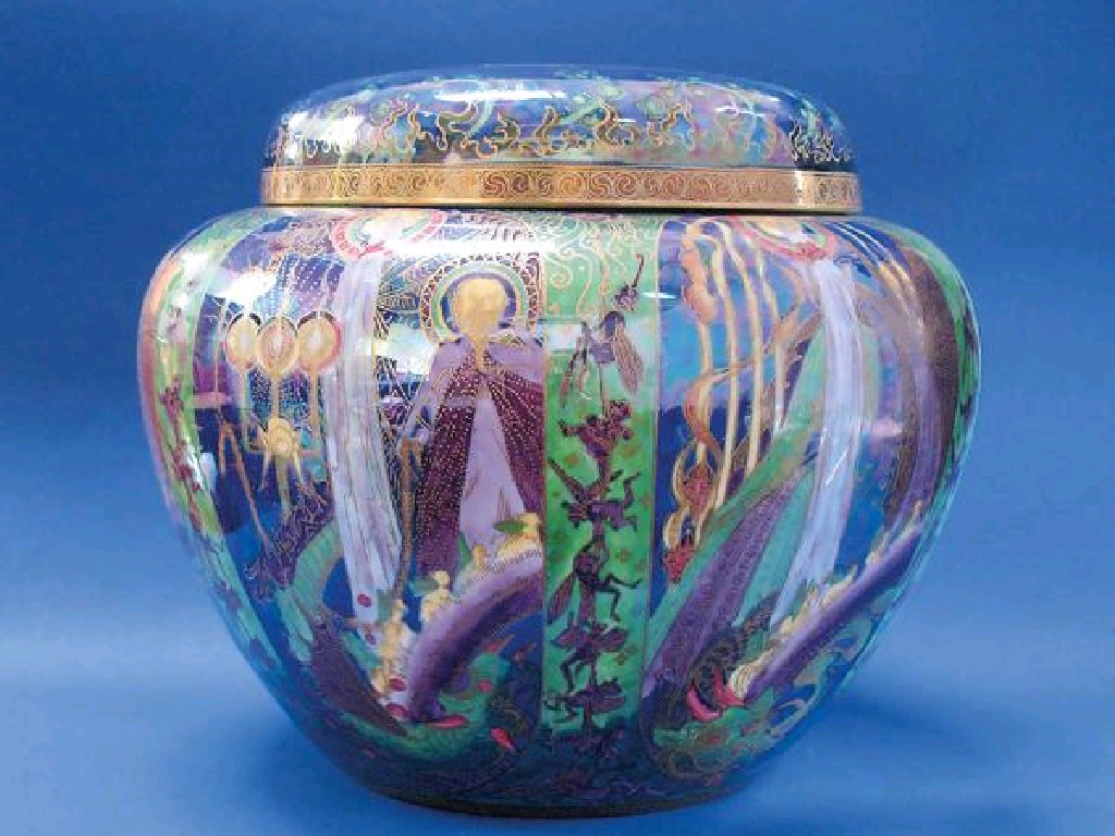 Appraisal: DAISY MAKEIG-JONES A WEDGWOOD FAIRYLAND LUSTRE MALFREY POT AND COVER