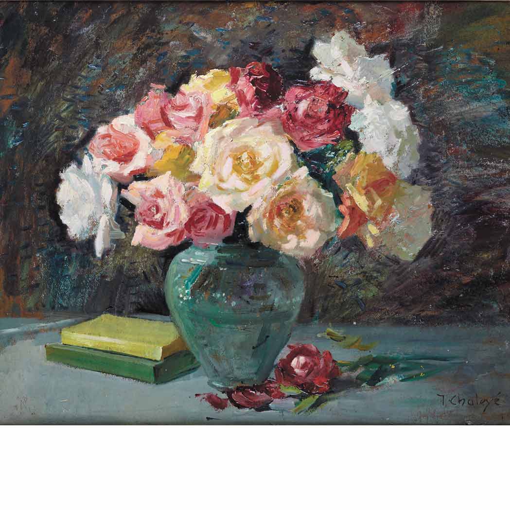 Appraisal: Jean Chaleye French - Roses Melangees Signed J Chaleye lr