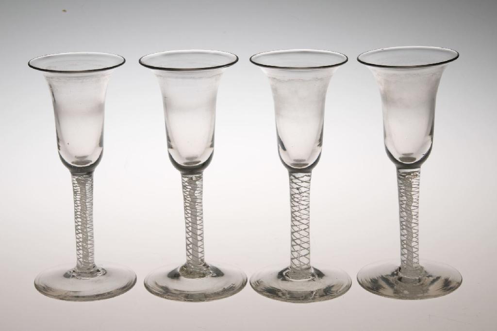 Appraisal: THREE WINE GLASSES c each with ogee bowl above a