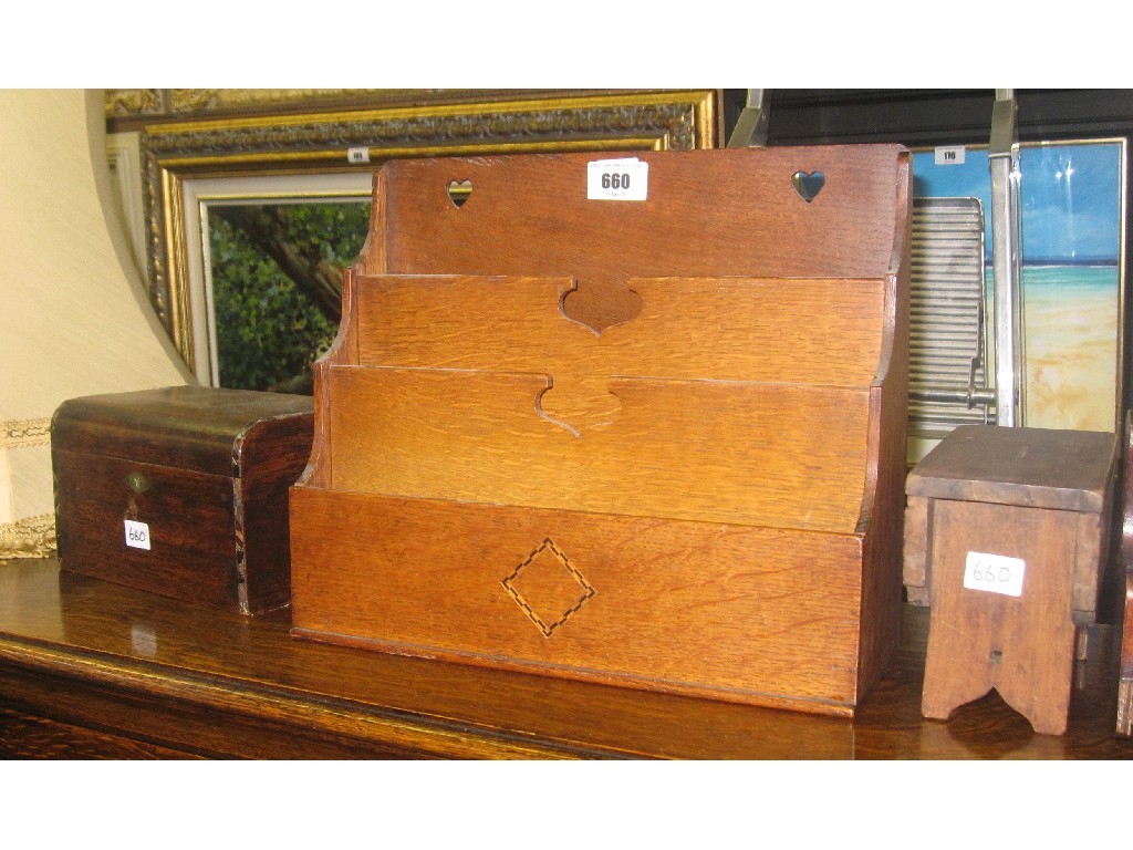 Appraisal: Lot comprising stationery rack jewellery box three banks and a