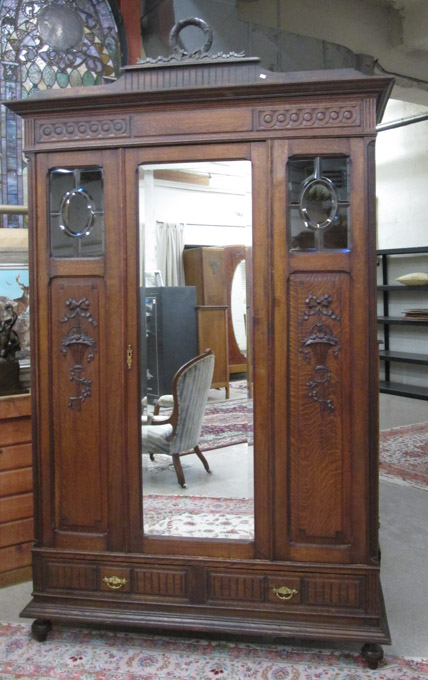 Appraisal: LOUIS XVI STYLE OAK WARDROBE French late th century with