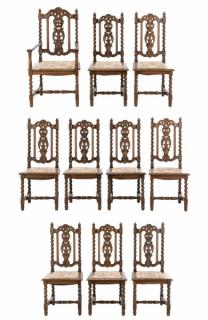 Appraisal: Set Carved Oak Renaissance Revival Chairs English late th early