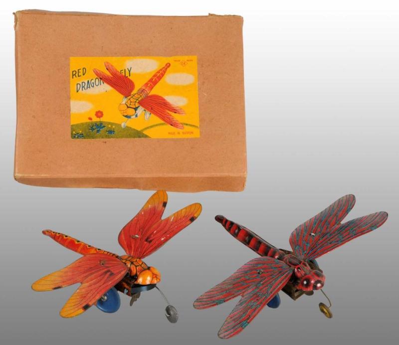 Appraisal: Lot of Tin Litho Dragonfly Wind-Up Toys Description Pre-war Japanese