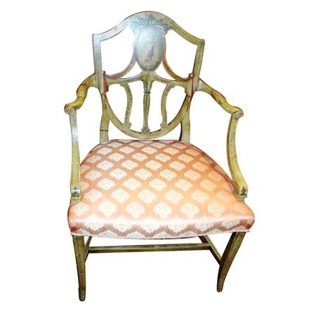 Appraisal: Edwardian Painted Shield Back Armchair Estimate -